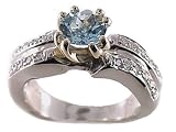 1.06ct. Round Aquamarine & Diamond Ring