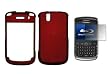 Red Rubberized Snap-On Cover Hard Case Cell Phone Protector + LCD Screen Protector for Blackberry Tour 9630