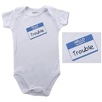 Baby-Says Bodysuit - Hello My Name is Trouble, 0-3 months