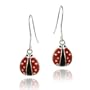 Sterling Silver Black and Red Enamel Ladybug Earrings