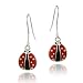 Sterling Silver Black and Red Enamel Ladybug Earrings