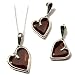 .925 Sterling Silver and Certified Cherry Amber Love Collection Pendant on Italian Sterling Silver Rolo Chain 18 + Earrings Jewelry Set