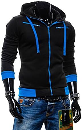MSSLY Mens Black Hoodie Hooded Sweatshirt sweatshirt hoodie Tag 4XL Black (US XL)