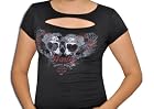 Harley-Davidson® Womens Heart Skull Slash Chest Black Short Sleeve T-Shirt (Large)