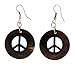 Peace Sign Earrings - Round Coconut 1 Inch title=