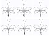 2" White Mini (X-Small) Glitter Dragonfly Dragonflies 6pc set - nylon nursery bedroom girls room ceiling wall decor, wedding birthday party baby bridal shower 2" White Mini (X-Small) Glitter Dragonfly Dragonflies 6pc set - nylon nursery bedroom girls room ceiling wall decor, wedding birthday party baby bridal shower