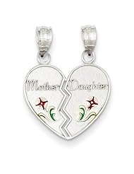 14k Yellow or White Gold Enameled Mother - Daughter Pendant