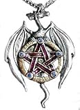 Silver Tone Pewter Gothic Galraedia Wiccan Earth Dragon Amulet Pendant Necklace