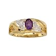 10K Yellow/White Gold 0.01 ct. Diamond and 7 x 5 MM Oval Shaped Amethyst Men's Ring