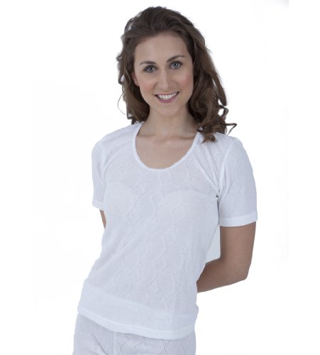 UT Ladies Thermal Underwear Short Sleeve T Shirt (British Made) (Bust Fit: 30-32inch (6-8)) (White)