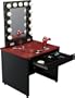 Broadway Lighted Vanity Desk 36'' x 30" - Black Frame, Cherry Surface