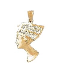 Dazzlers Solid 14k Gold Filigree Cleopatra Charm Pendant Available in three colors from jewelsberry (weights: 1.9 grams only)