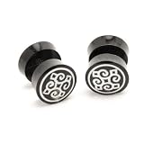 New black stud ear 10 mm fake plug 00G celtic tribal horn pair earrings by 81stgeneration