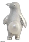 Pearl brooch, 'Penguin Treasure' 0.6