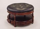 Jamestown Landing Storage Ottoman with Lightly Distressed "Deep Cherry" Finish & Black PVC By Powell Furniture