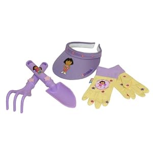 Midwest Gloves and Gear DE4-P7, Dora 4 Piece Kids Garden Glove and Accessory Combo Pack by Midwest Gloves & Gear