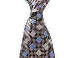 New Tan, Blue, Black Silk Necktie Tie & Cufflinks