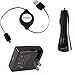 ZipKord Single USB Power Kit for Plantronics M50 BlueTooth Headset! Comes with: Retractable Charging Micro-USB Data Cable, Folding Blade Wall Charger, Car Charger. (1Amp Kit, Retail Packaging)