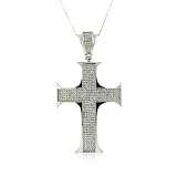 Sterling Silver Micro Pave Hip Hop Enlighten CZ Cross Pendant