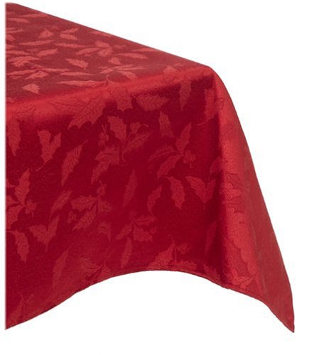 Holly Damask 60-by-104-inch Oblong / Rectangle Tablecloth, Red