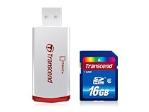 Transcend 16GB SDHC Class 6 Card with USB Card Reader - TS16GSDHC6-P2 (Blue)