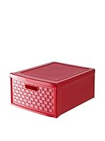 Rotho Set Caja de Almacenamiento 2 Uds. Country Gross Rattan-Stil Rojo