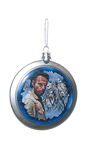 Walking Dead Rick Grimes 80mm Blow Mold Flat Disc Christmas Ornament