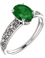 14K White Gold 8.00x6.00mm Oval Cut Chrome Tourmaline Ring -- LIFETIME WARRANTY