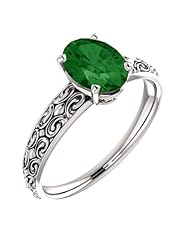 18K White Gold 8.00x6.00mm Oval Cut Chrome Tourmaline Ring -- LIFETIME WARRANTY