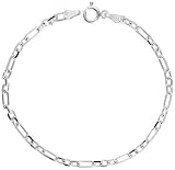 7 Sterling Silver 1/8 (3.0 mm) Thin Diamond Cut 3+1 Cable Chain, NICKEL FREE