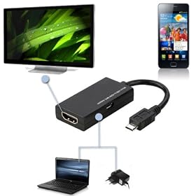 LCS Adaptateur micro usb vers hdmi , pour telephone samsung galaxy S2, Samsung Infuse 4G, galaxy Nexus, HTC EVO 3D, HTC Flyer, HTC G14 (TVA D�ductible sur tous nos articles)