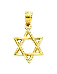 14K Yellow Gold Star of David Pendant Charm Jewelry