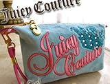 JUICY COUTURE Baby Blue Velour Wristlet Coin Purse Clutch Cosmetic Bag