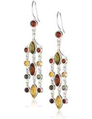 Sterling Silver Multi-color Amber Chandelier Earrings