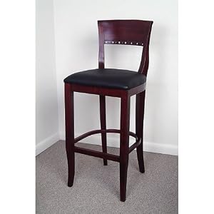Biedermeier Beech Wood Dining - Kitchen Bar Stool - Barstool Height - Dark Mahogany by Euro Select