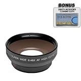 0.5x Digital Wide Angle Macro Professional Series Lens + DB ROTH Micro Fiber Cloth For The Sony HDR-SR5, SR7, SR8, SR10, SR11, SR12, CX7, CX12, CX100, XR100, XR200V, XR500V, XR520V Camcorders