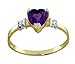 14k Solid Gold Amethyst Heart Ring with Diamond