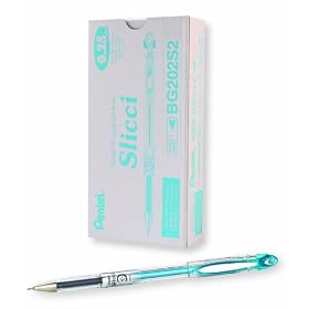 Pentel Arts Slicci 0.25 mm Extra Fine Gel Pen, Baby Blue Ink, Box of 12 (BG202-S2)