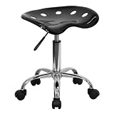 Flash Furniture Vibrant Black Tractor Seat and Chrome Stool