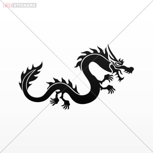 Decal Sticker Dragon Car Window Wall Art Decor Doors Helmet Truck Motorcycle Note Book Size: 5 X 2.9 Inches Black