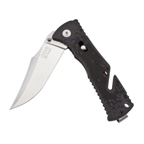 SOG Specialty Knives & Tools TF22-CP Trident Mini Knife with Straight Edge Assisted Folding 3.15-Inch AUS-8 Steel Blade and GRN Handle, Satin Finish SOG Specialty Knives & Tools TF22-CP Trident Mini Knife with Straight Edge Assisted Folding 3.15-Inch AUS-8 Steel Blade and GRN Handle, Satin Finish