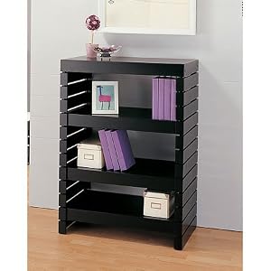 Perth Black Slat Three Tier Shelving Unit by SmartBargains