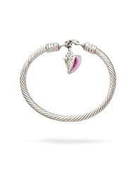 Sterling Silver Cable Bangle Bracelet with Enamel Conch Shell