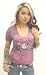 Rebel Spirit Purple Skull Swords V Neck Ladies Shirt Small - XL