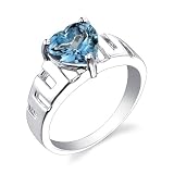 Sterling Silver 2.25 cts Heart Shape London Blue Topaz Ring Size 7