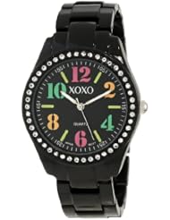 XOXO Womens XO5485 Rhinestone Accent Black Analog Bracelet Watch