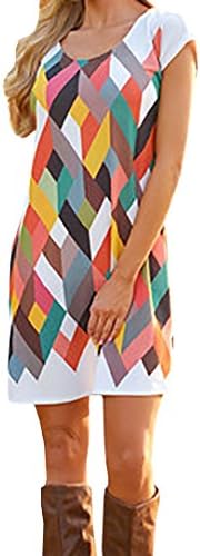 Chellysun Women's Summer Short Sleeve Dresses Print Short Dress