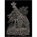 Copper Foil Engraving Art 8X10-Giraffe & Baby