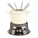 Kitchen Craft Cast Iron Enamelled Fondue Gift Set with Six Forks - Cream