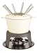 Kitchen Craft Cast Iron Enamelled Fondue Gift Set with Six Forks - Cream